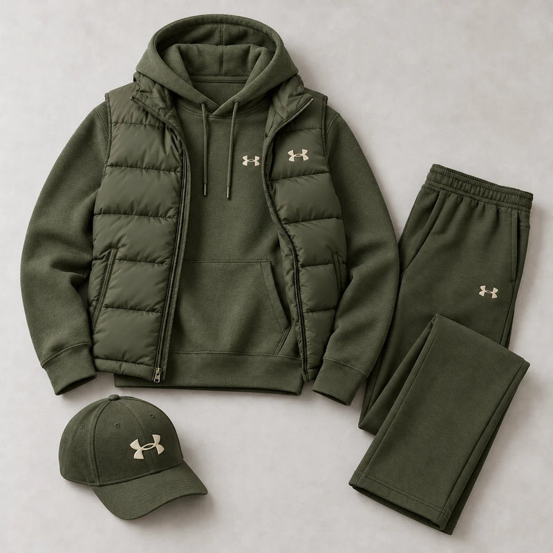 Winter Puffer Vest Hoodie Outfit Set