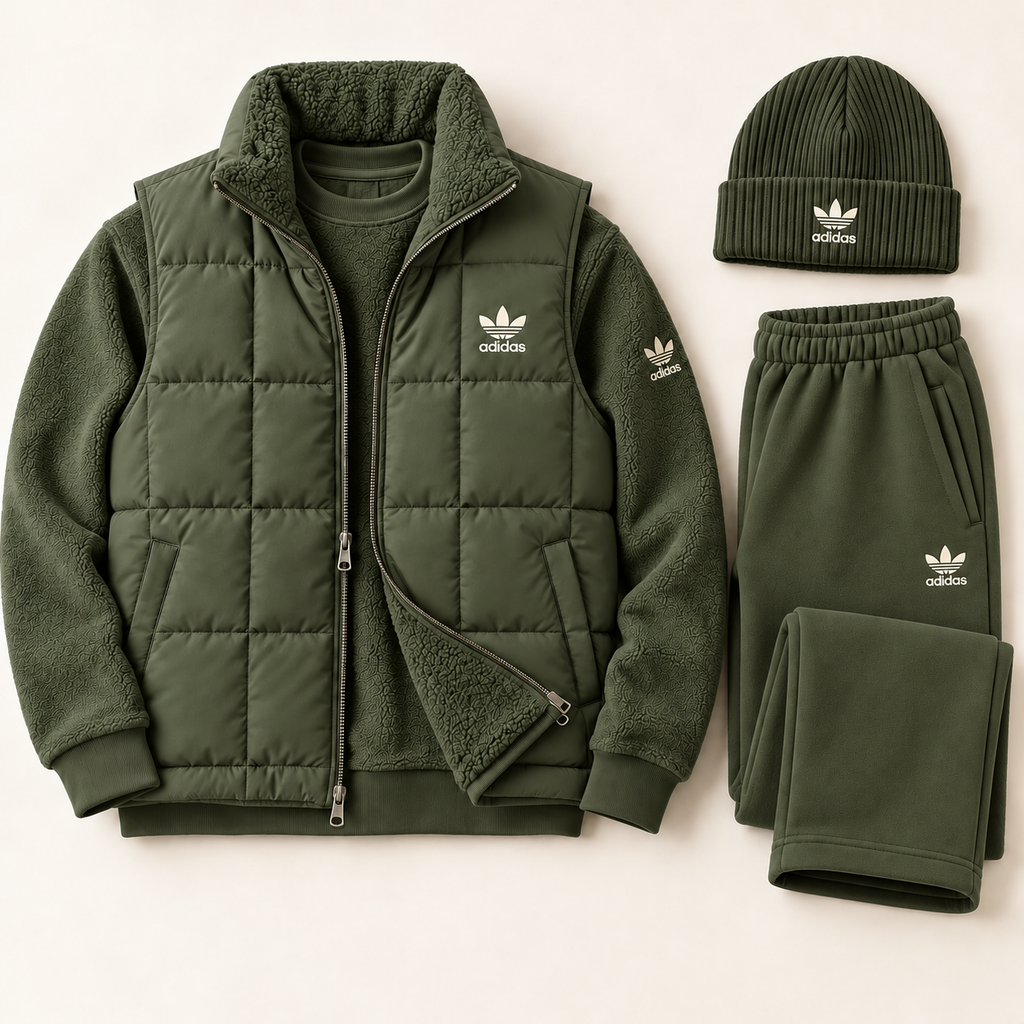 Originals Navy Fleece & Puffer Vest Tracksuit Set with Beanie
