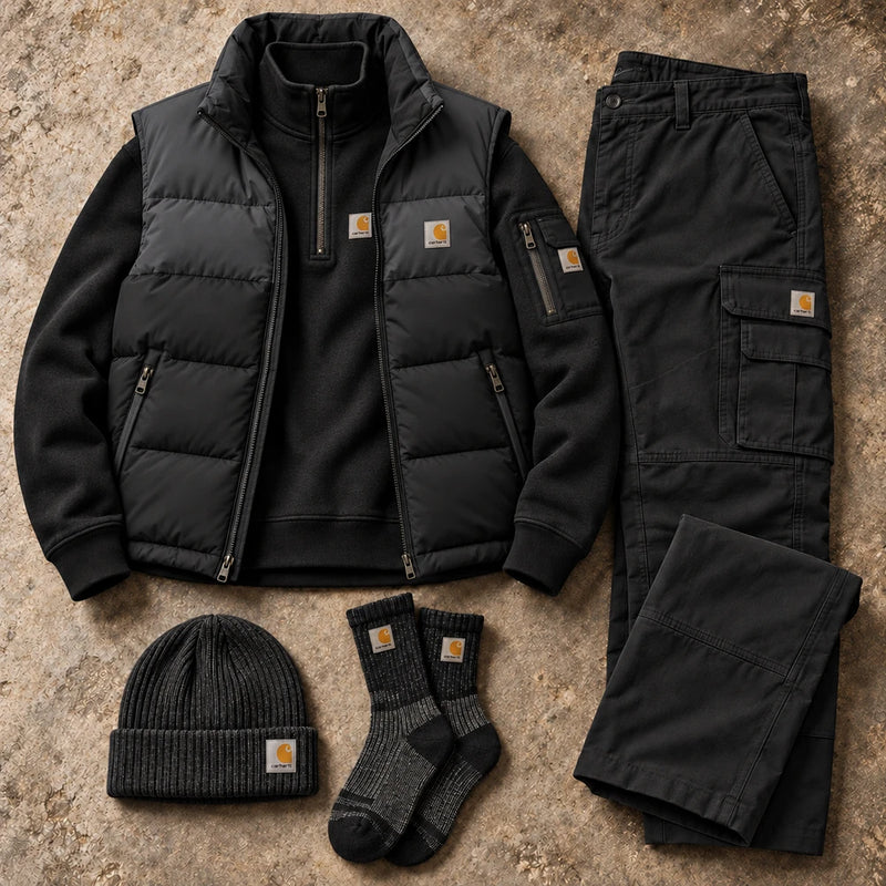 Winter Puffer Vest Cargo Outfit Set