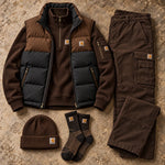 Winter Puffer Vest Cargo Outfit Set