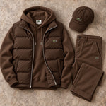 Men's Puffer Vest, Hoodie, Straight-Leg Pants & Cap 4-Piece Set