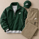 Heavyweight Textured Quarter-Zip Set